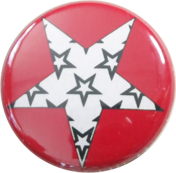 Star button , Star badge white - red-black